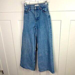 & Other Stories Size 25 Jeans Flare Wide Leg Light Blue 100% Cotton Y2K
